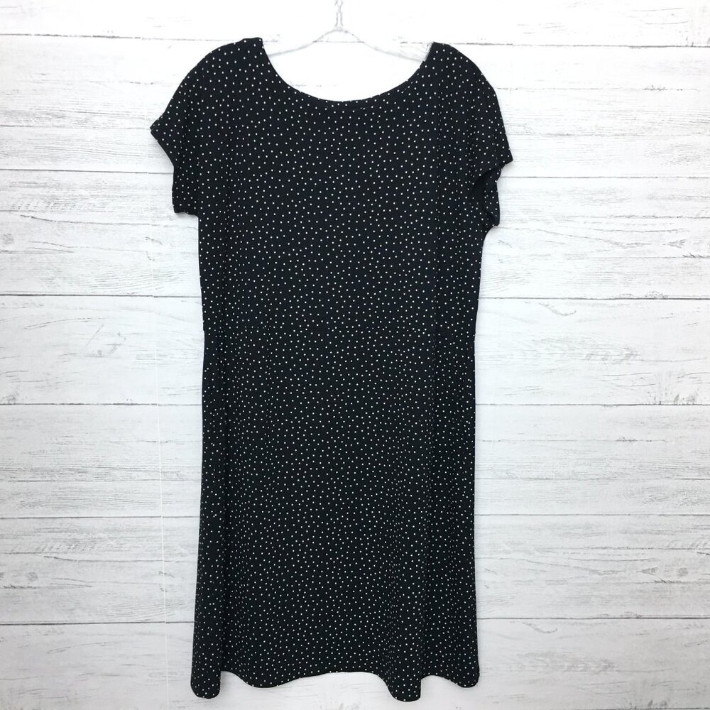 NEW J. Jill Black & White Polka Dot Dress Cap Sleeves Pockets Medium - Picture 9 of 9